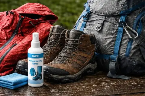 DWR – co to za ochrona? Wodoodporny spray do odzieży i obuwia turystycznego, który chroni przed deszczem.